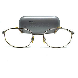 Fossil‎ Titanium Eyeglasses Frames with Case Round Silver Yellow 54mm H9471